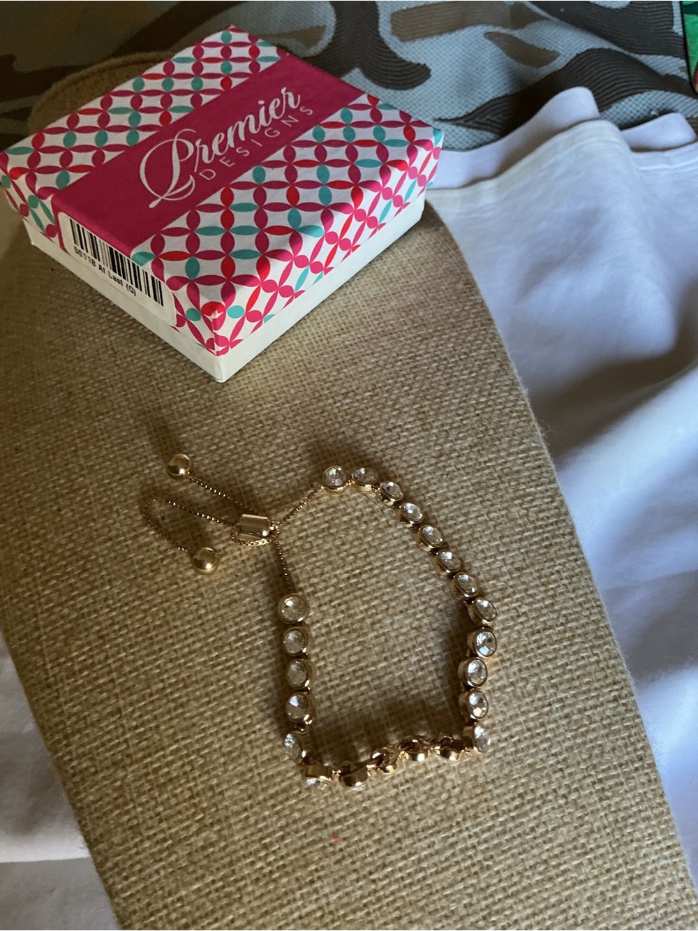 Premier Designs Gold Crystal Slider Bracelet